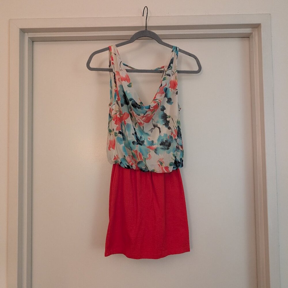 Cowl neck floral mini dress size small